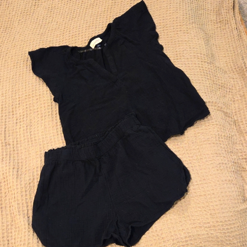 Black Gauze Shorts And Match Top - Small